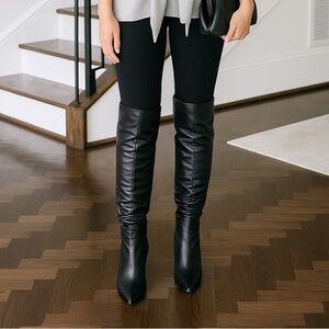 Michael Kors Luna Black Leather Slouch Boots | Women’s Size 6M | New with Box